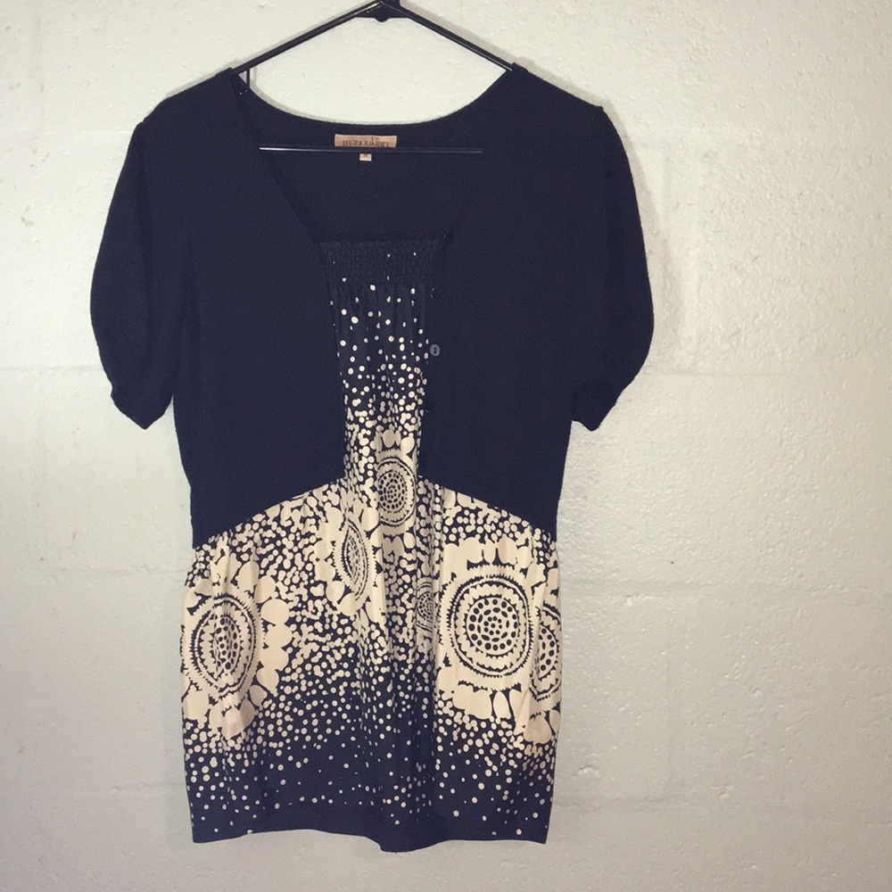 Alain Manoukian knit top and silk blouse in one M